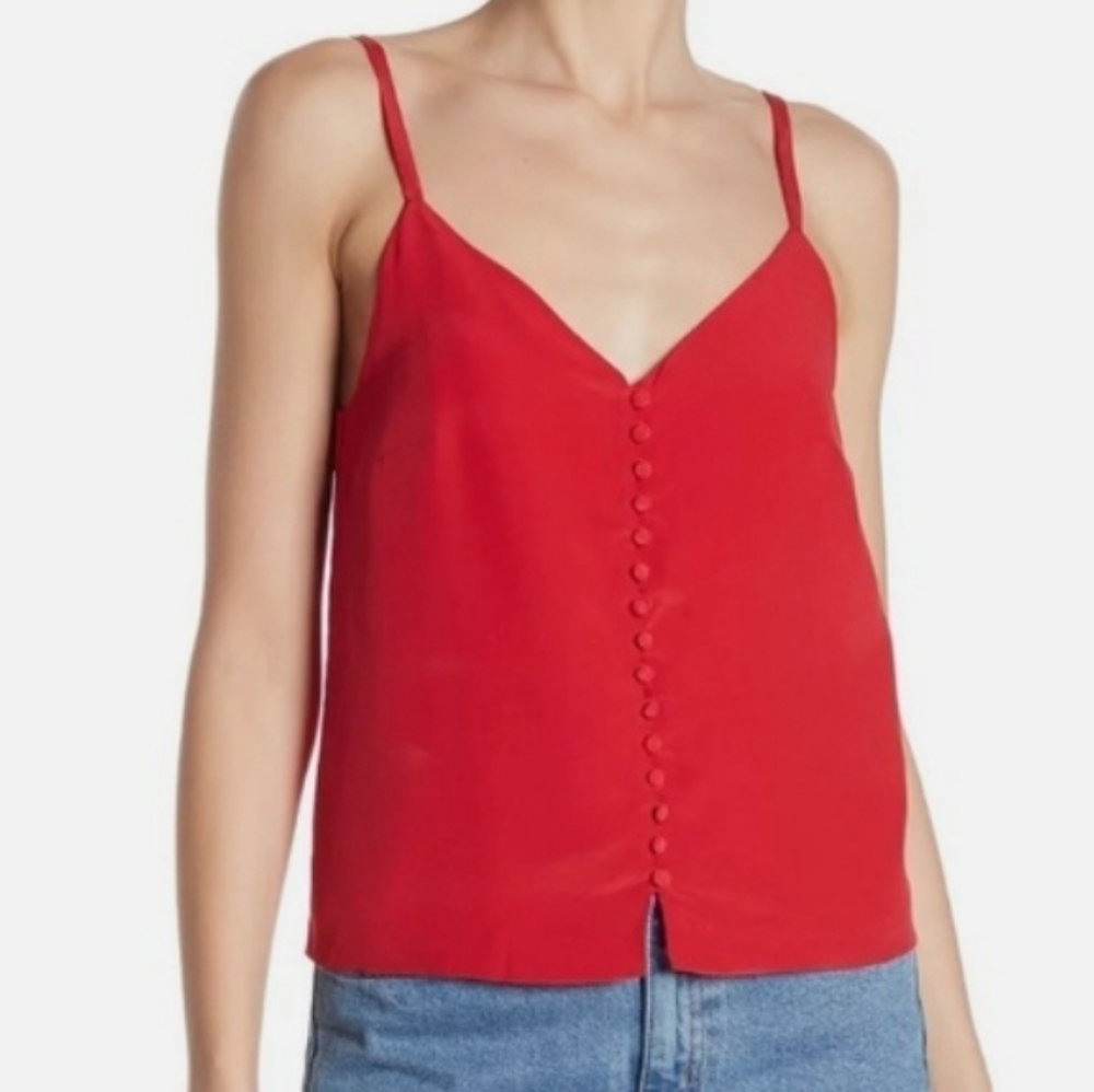 Madewell Red Silk Button Front Camisole